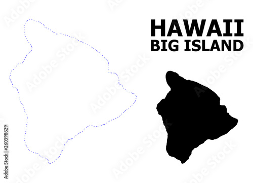 Vector Contour Dotted Map of Hawaii Big Island with Caption