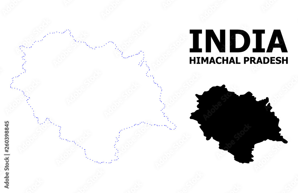 Vector Contour Dotted Map of Himachal Pradesh State with Name