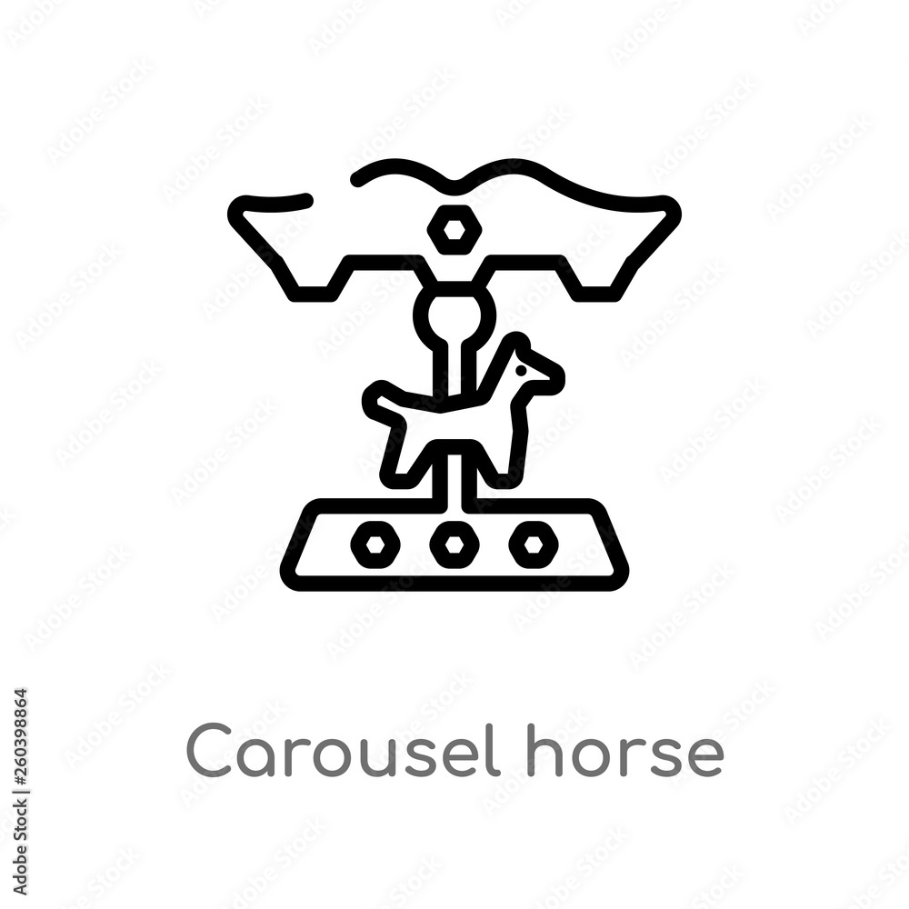 outline carousel horse vector icon. isolated black simple line element illustration from entertainment concept. editable vector stroke carousel horse icon on white background outline carousel horse vector icon. isolated black simple line element illustration from entertainment concept. editable vector stroke carousel horse icon on white background