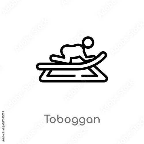 outline toboggan vector icon. isolated black simple line element illustration from entertainment concept. editable vector stroke toboggan icon on white background
