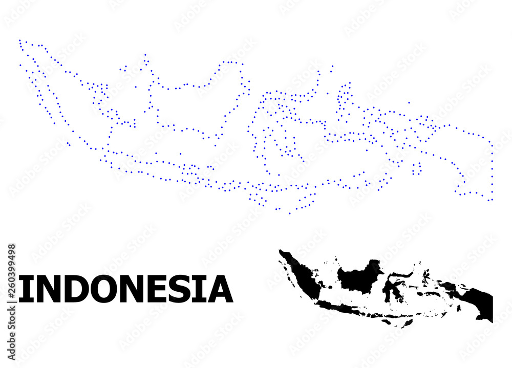 Vector Contour Dotted Map of Indonesia with Name Vector Contour Dotted Map of Indonesia with Name