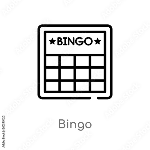 outline bingo vector icon. isolated black simple line element illustration from entertainment and arcade concept. editable vector stroke bingo icon on white background