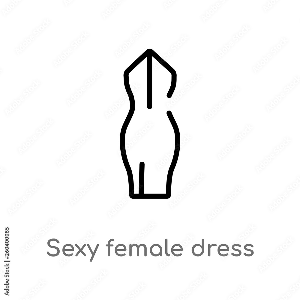 outline sexy female dress vector icon. isolated black simple line element illustration from fashion concept. editable vector stroke sexy female dress icon on white background