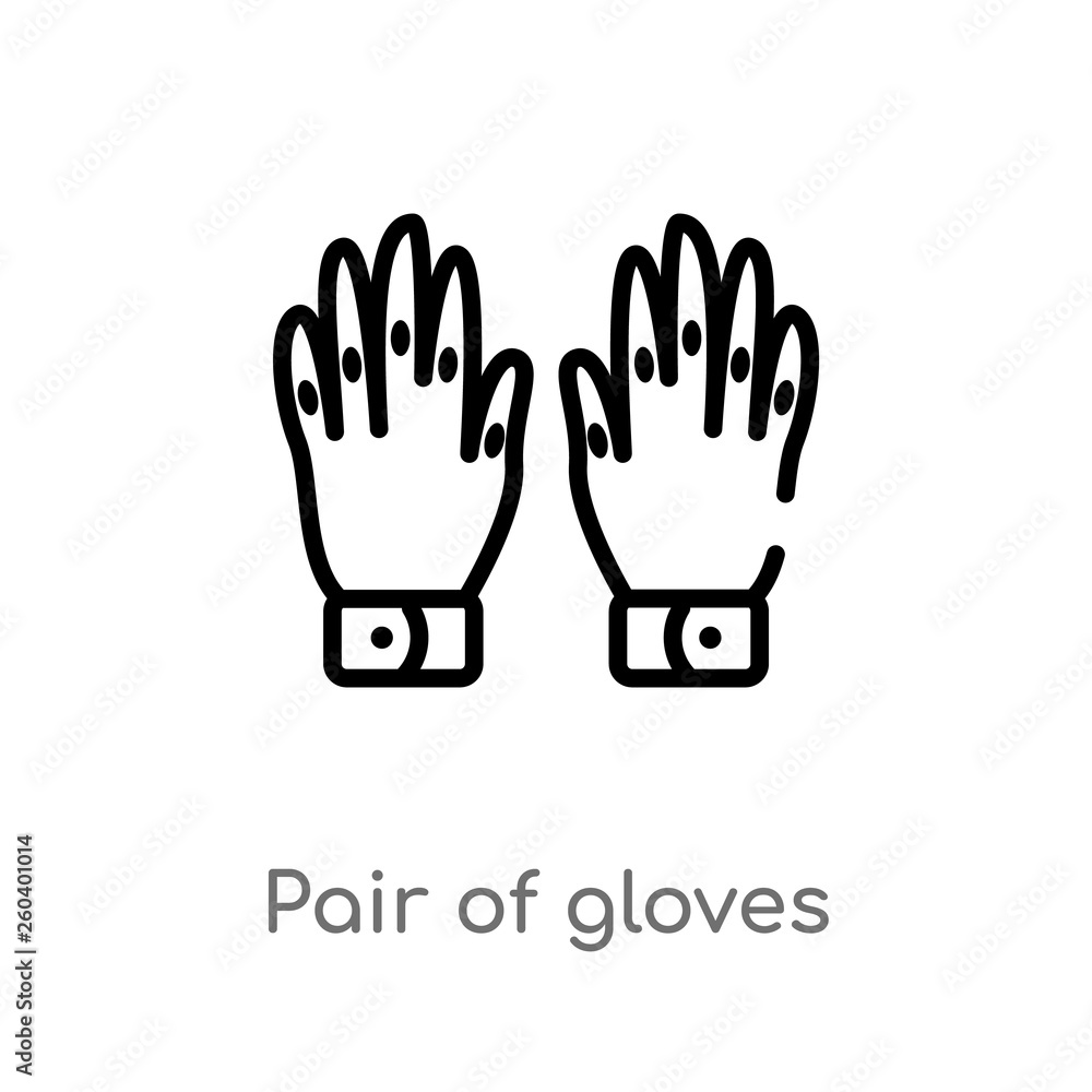 outline pair of gloves vector icon. isolated black simple line element illustration from fashion concept. editable vector stroke pair of gloves icon on white background outline pair of gloves vector icon. isolated black simple line element illustration from fashion concept. editable vector stroke pair of gloves icon on white background
