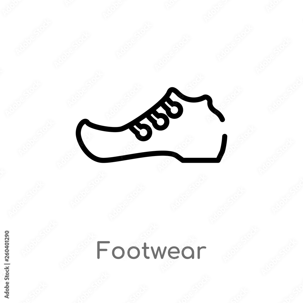 outline footwear vector icon. isolated black simple line element illustration from fashion concept. editable vector stroke footwear icon on white background