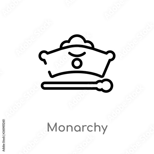 outline monarchy vector icon. isolated black simple line element illustration from fashion concept. editable vector stroke monarchy icon on white background