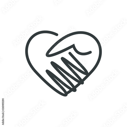 Charity Volunteer Collaboration Heart Love Hands Icon Set	