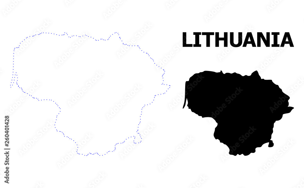 Vector Contour Dotted Map of Lithuania with Name