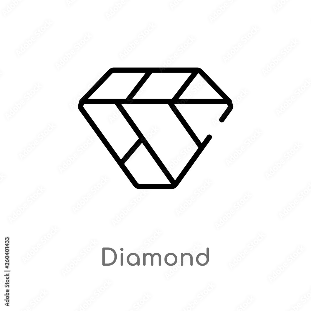 outline diamond vector icon. isolated black simple line element illustration from fashion concept. editable vector stroke diamond icon on white background