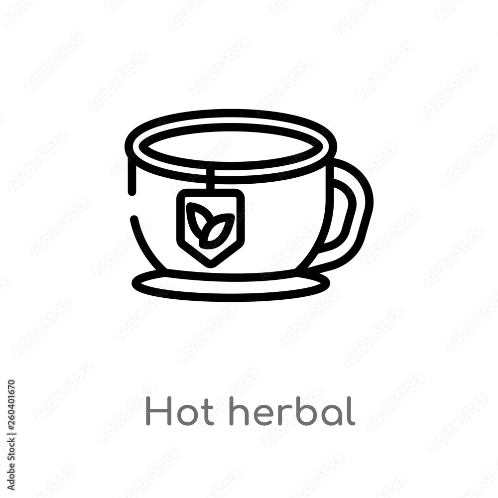 outline hot herbal vector icon. isolated black simple line element illustration from food concept. editable vector stroke hot herbal icon on white background outline hot herbal vector icon. isolated black simple line element illustration from food concept. editable vector stroke hot herbal icon on white background