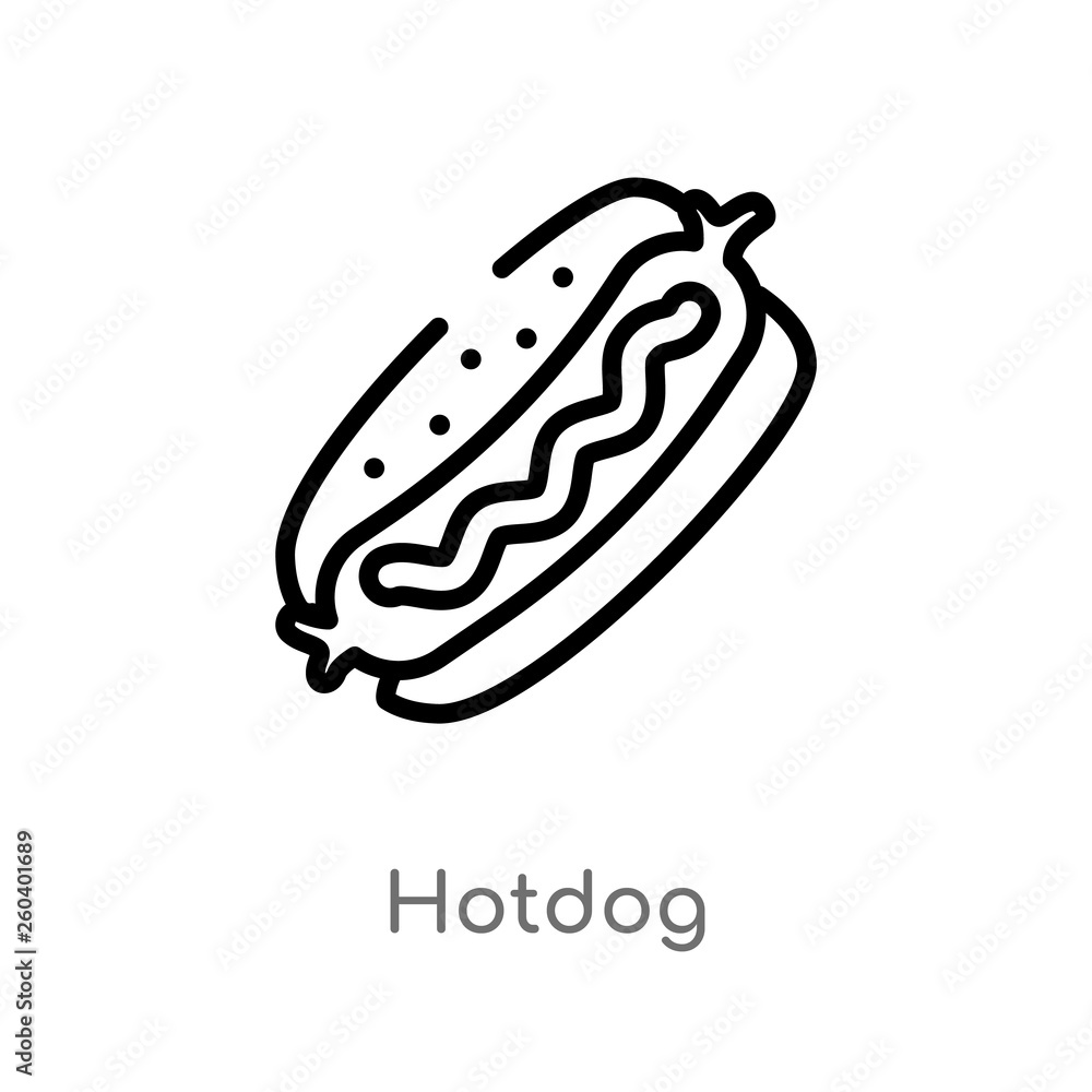 outline hotdog vector icon. isolated black simple line element illustration from food concept. editable vector stroke hotdog icon on white background outline hotdog vector icon. isolated black simple line element illustration from food concept. editable vector stroke hotdog icon on white background