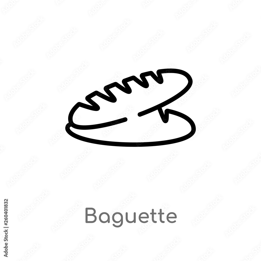 outline baguette vector icon. isolated black simple line element illustration from food concept. editable vector stroke baguette icon on white background outline baguette vector icon. isolated black simple line element illustration from food concept. editable vector stroke baguette icon on white background