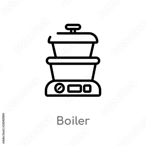 outline boiler vector icon. isolated black simple line element illustration from food concept. editable vector stroke boiler icon on white background