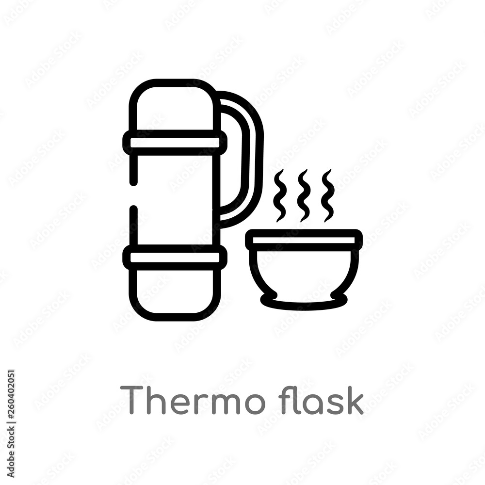 outline thermo flask vector icon. isolated black simple line element illustration from food concept. editable vector stroke thermo flask icon on white background outline thermo flask vector icon. isolated black simple line element illustration from food concept. editable vector stroke thermo flask icon on white background