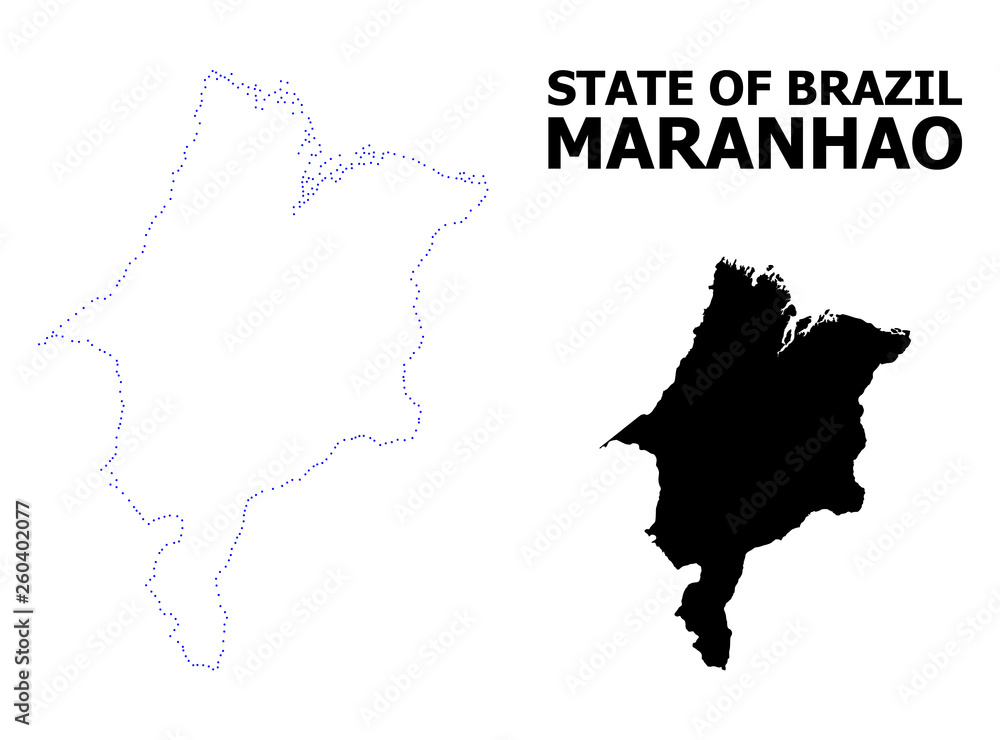 Vector Contour Dotted Map of Maranhao State with Name