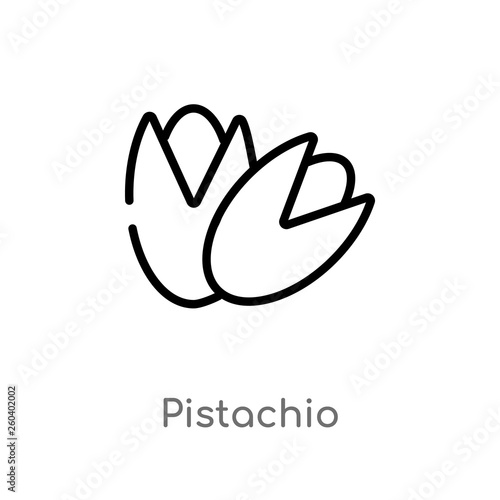 outline pistachio vector icon. isolated black simple line element illustration from food concept. editable vector stroke pistachio icon on white background