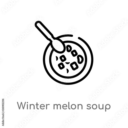 outline winter melon soup vector icon. isolated black simple line element illustration from food concept. editable vector stroke winter melon soup icon on white background