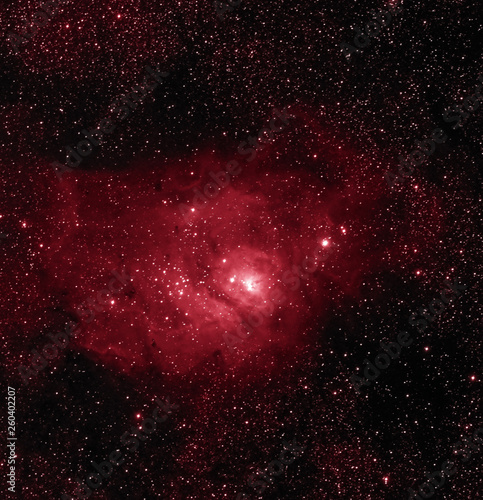 Lagoon nebula M8 Messier in constellation Sagittarius in Hydrogen Alpha filters processing