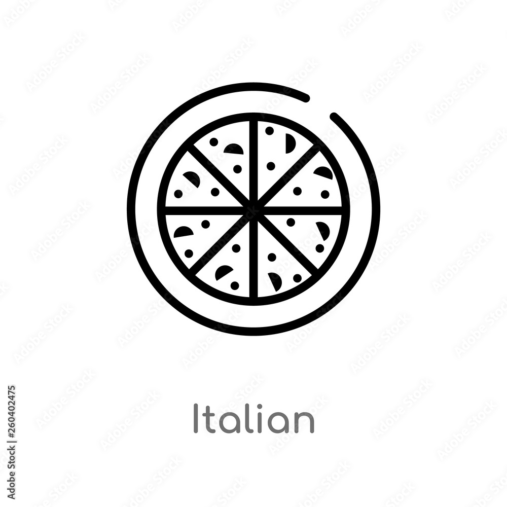 outline italian vector icon. isolated black simple line element illustration from food concept. editable vector stroke italian icon on white background outline italian vector icon. isolated black simple line element illustration from food concept. editable vector stroke italian icon on white background