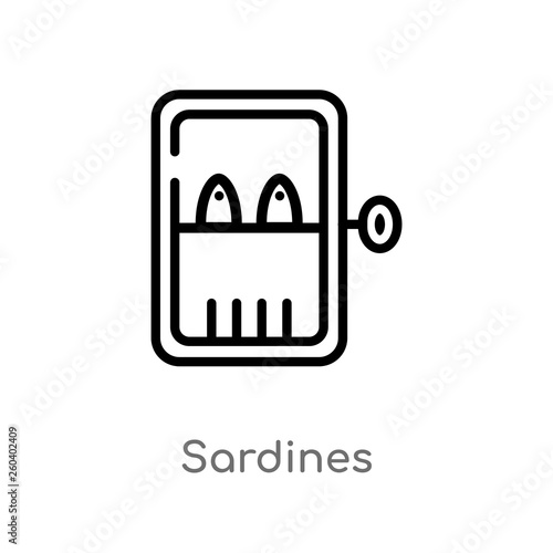 outline sardines vector icon. isolated black simple line element illustration from food concept. editable vector stroke sardines icon on white background