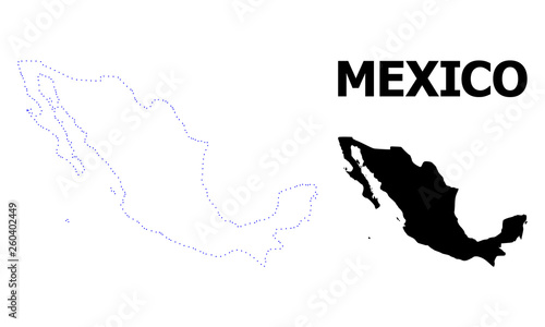 Vector Contour Dotted Map of Mexico with Caption