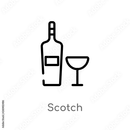 outline scotch vector icon. isolated black simple line element illustration from food concept. editable vector stroke scotch icon on white background