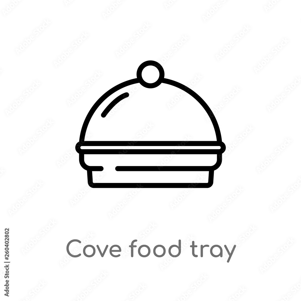 outline cove food tray vector icon. isolated black simple line element illustration from food concept. editable vector stroke cove food tray icon on white background outline cove food tray vector icon. isolated black simple line element illustration from food concept. editable vector stroke cove food tray icon on white background