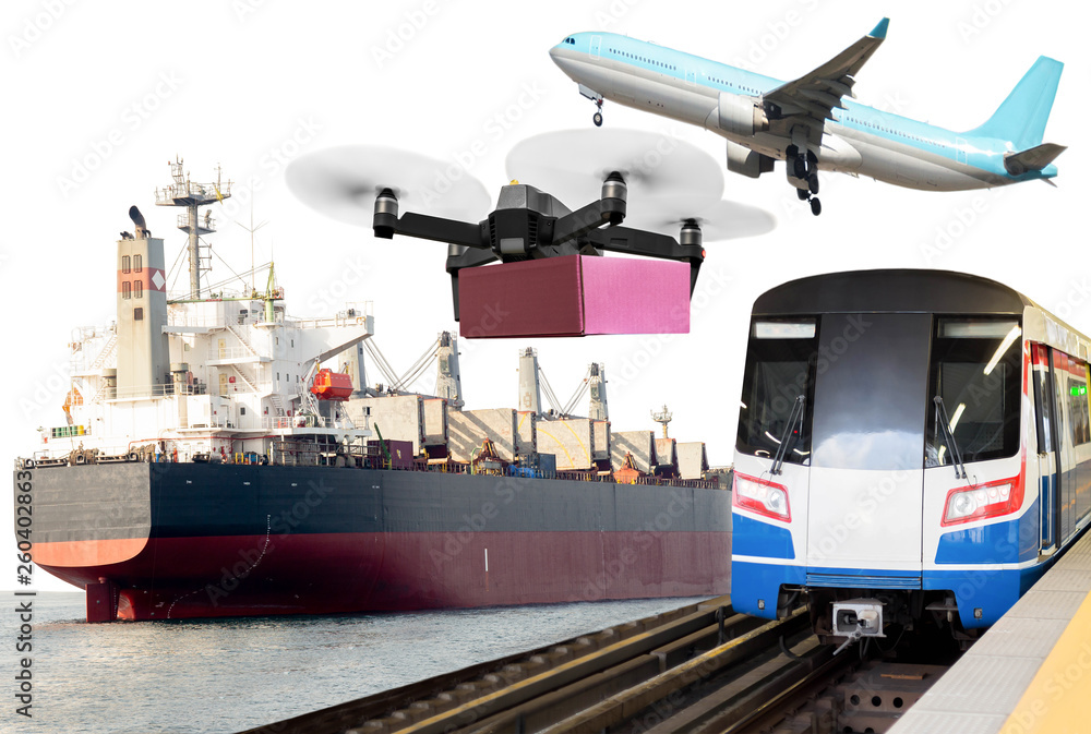 Transportation conceptual commercial trains, Aircraft, drone crane ship.