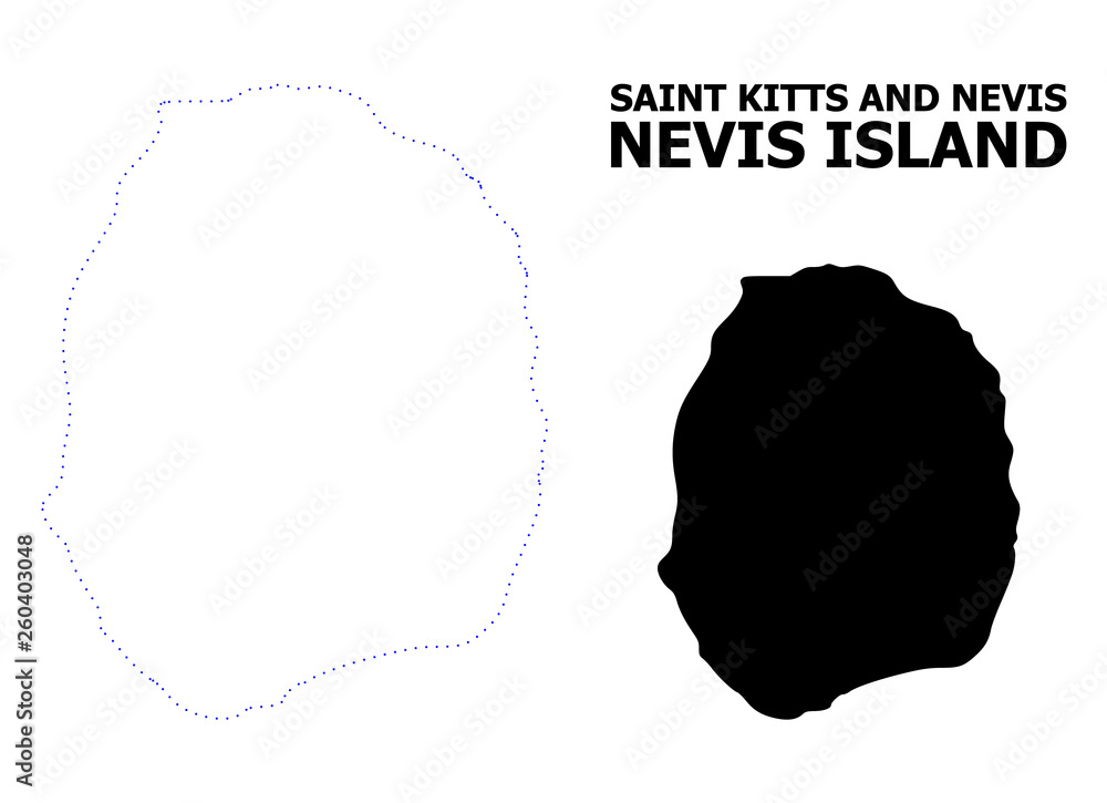 Vector Contour Dotted Map of Nevis Island with Name Vector Contour Dotted Map of Nevis Island with Name