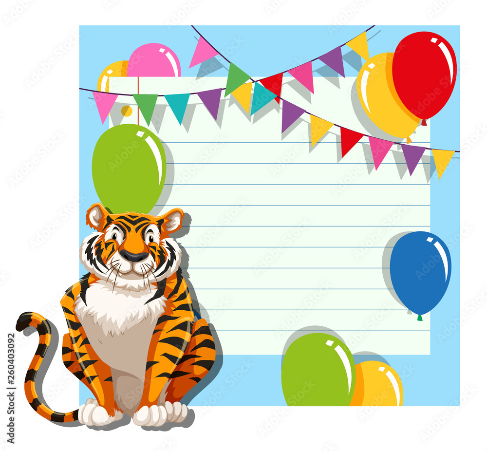 Tiger on note template