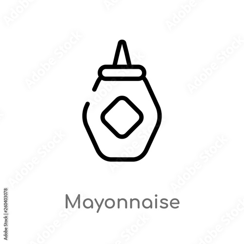 outline mayonnaise vector icon. isolated black simple line element illustration from food concept. editable vector stroke mayonnaise icon on white background