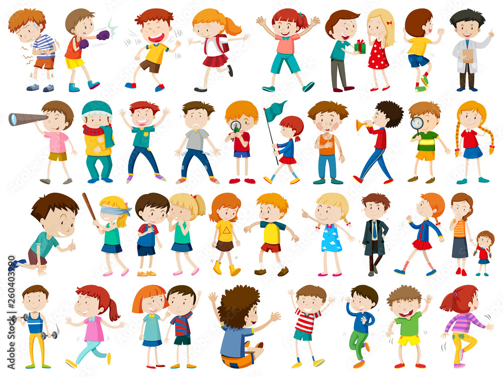 Set of kids white background