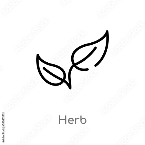 outline herb vector icon. isolated black simple line element illustration from food concept. editable vector stroke herb icon on white background