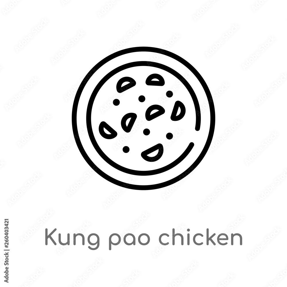 outline kung pao chicken vector icon. isolated black simple line element illustration from food and restaurant concept. editable vector stroke kung pao chicken icon on white background outline kung pao chicken vector icon. isolated black simple line element illustration from food and restaurant concept. editable vector stroke kung pao chicken icon on white background