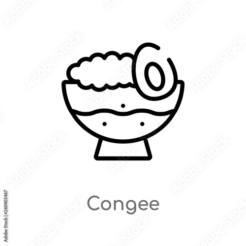 outline congee vector icon. isolated black simple line element illustration from food and restaurant concept. editable vector stroke congee icon on white background