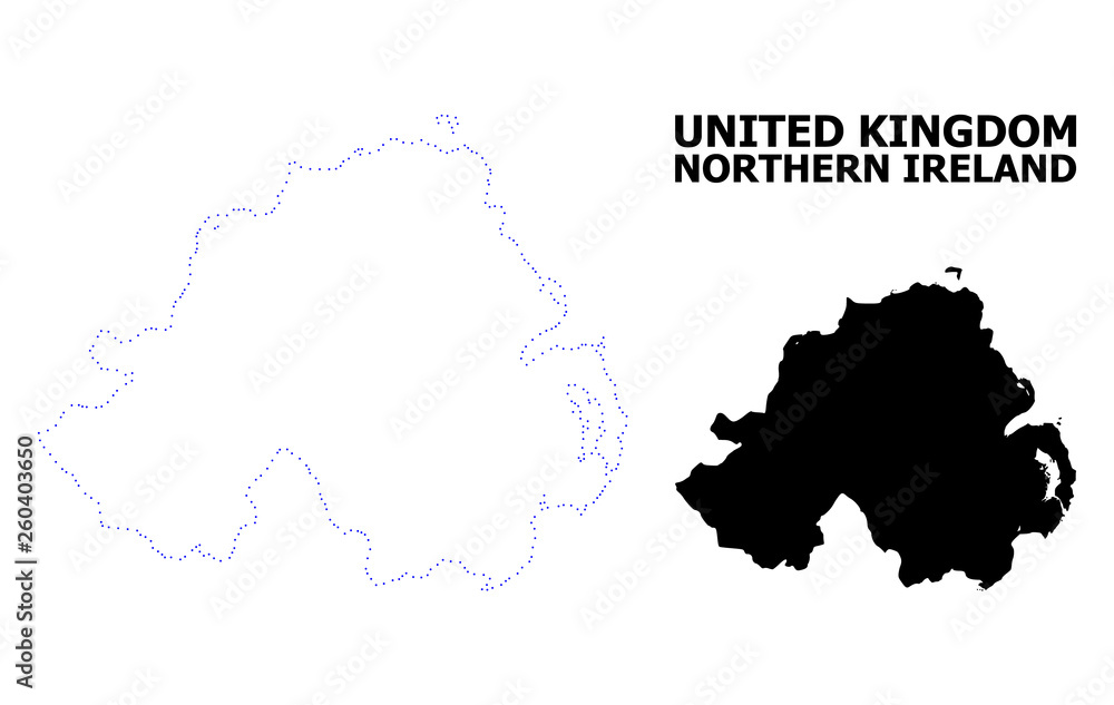 Vector Contour Dotted Map of Northern Ireland with Name