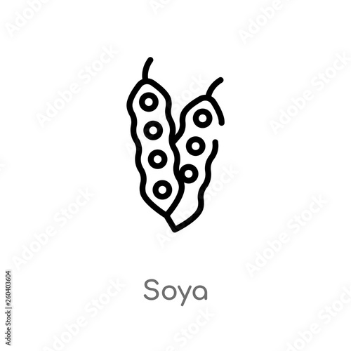 outline soya vector icon. isolated black simple line element illustration from food and restaurant concept. editable vector stroke soya icon on white background