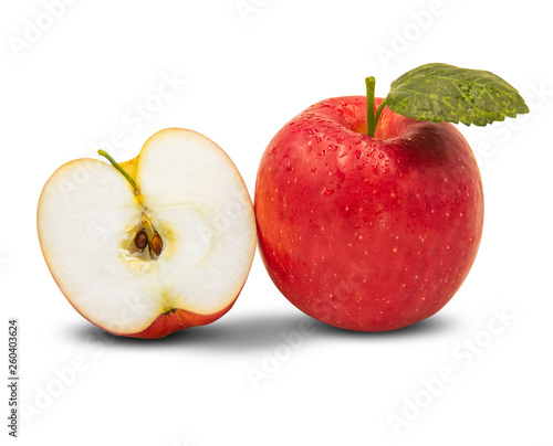 Fresh red apple isolated on the white background. With clipping path.
