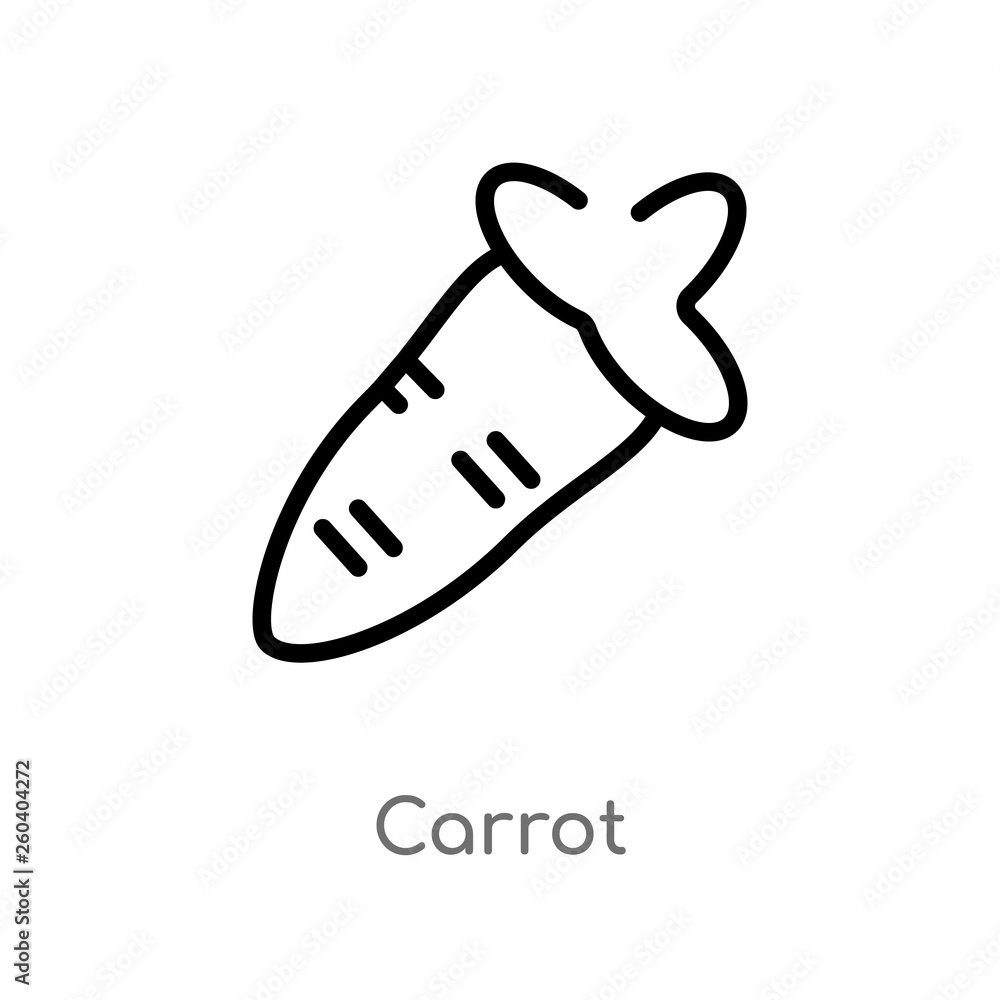outline carrot vector icon. isolated black simple line element illustration from fruits concept. editable vector stroke carrot icon on white background outline carrot vector icon. isolated black simple line element illustration from fruits concept. editable vector stroke carrot icon on white background