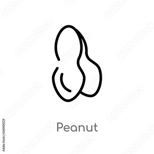outline peanut vector icon. isolated black simple line element illustration from fruits concept. editable vector stroke peanut icon on white background