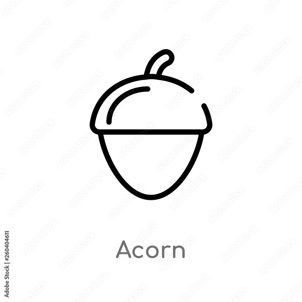 Fototapeta premium outline acorn vector icon. isolated black simple line element illustration from fruits concept. editable vector stroke acorn icon on white background