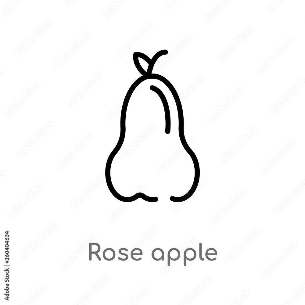 outline rose apple vector icon. isolated black simple line element illustration from fruits concept. editable vector stroke rose apple icon on white background outline rose apple vector icon. isolated black simple line element illustration from fruits concept. editable vector stroke rose apple icon on white background