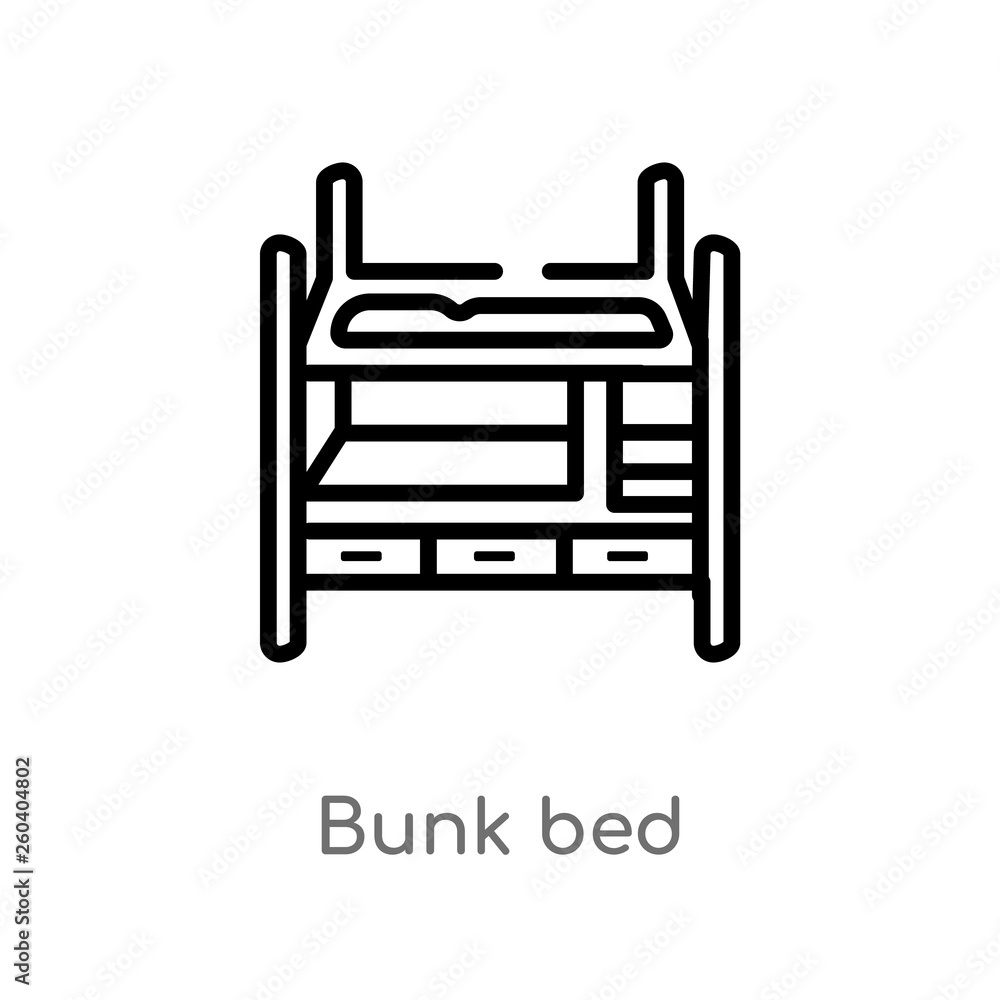 outline bunk bed vector icon. isolated black simple line element illustration from furniture concept. editable vector stroke bunk bed icon on white background outline bunk bed vector icon. isolated black simple line element illustration from furniture concept. editable vector stroke bunk bed icon on white background