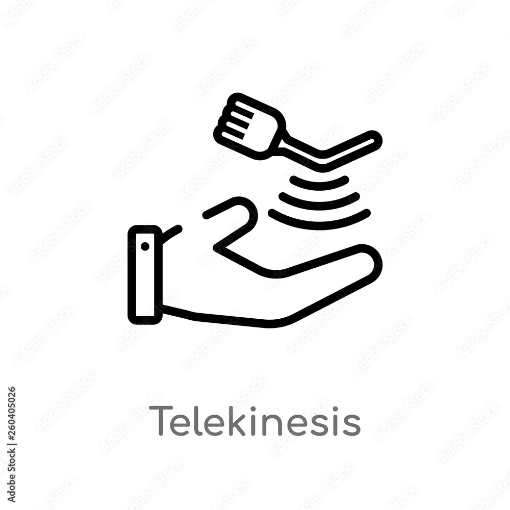 outline telekinesis vector icon. isolated black simple line element illustration from future technology concept. editable vector stroke telekinesis icon on white background