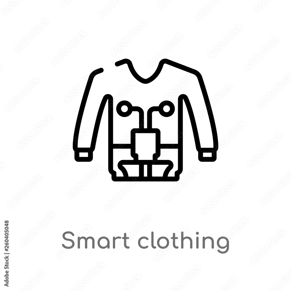 outline smart clothing vector icon. isolated black simple line element illustration from future technology concept. editable vector stroke smart clothing icon on white background