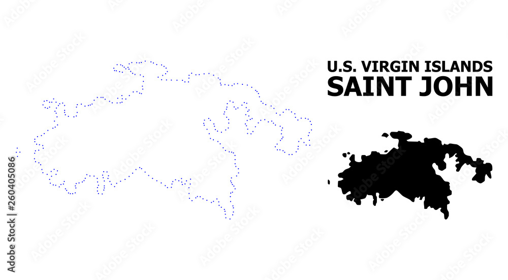 Vector Contour Dotted Map of Saint John Island with Name