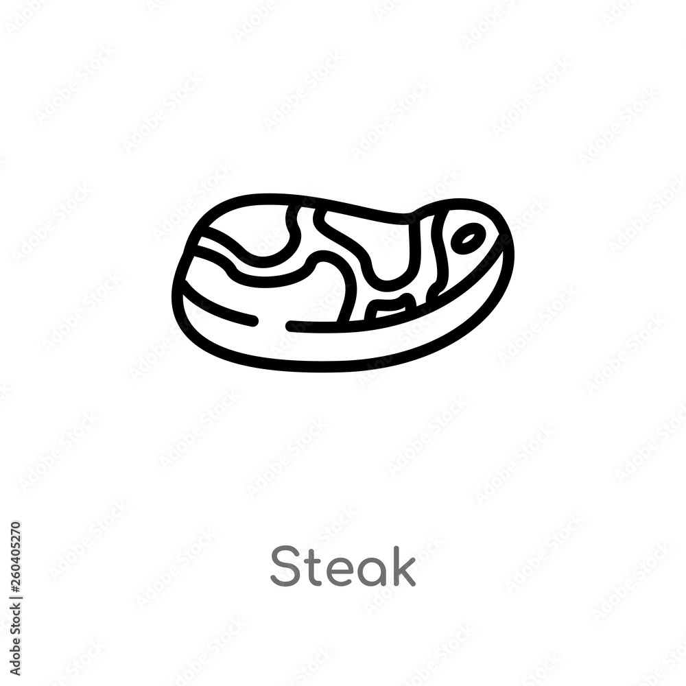 outline steak vector icon. isolated black simple line element illustration from gastronomy concept. editable vector stroke steak icon on white background outline steak vector icon. isolated black simple line element illustration from gastronomy concept. editable vector stroke steak icon on white background