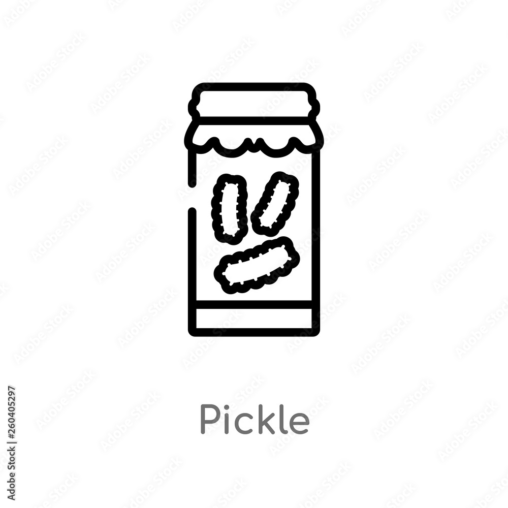 outline pickle vector icon. isolated black simple line element illustration from gastronomy concept. editable vector stroke pickle icon on white background outline pickle vector icon. isolated black simple line element illustration from gastronomy concept. editable vector stroke pickle icon on white background