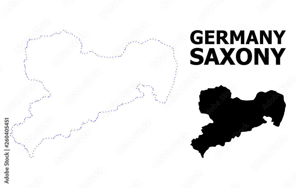 Vector Contour Dotted Map of Saxony State with Name