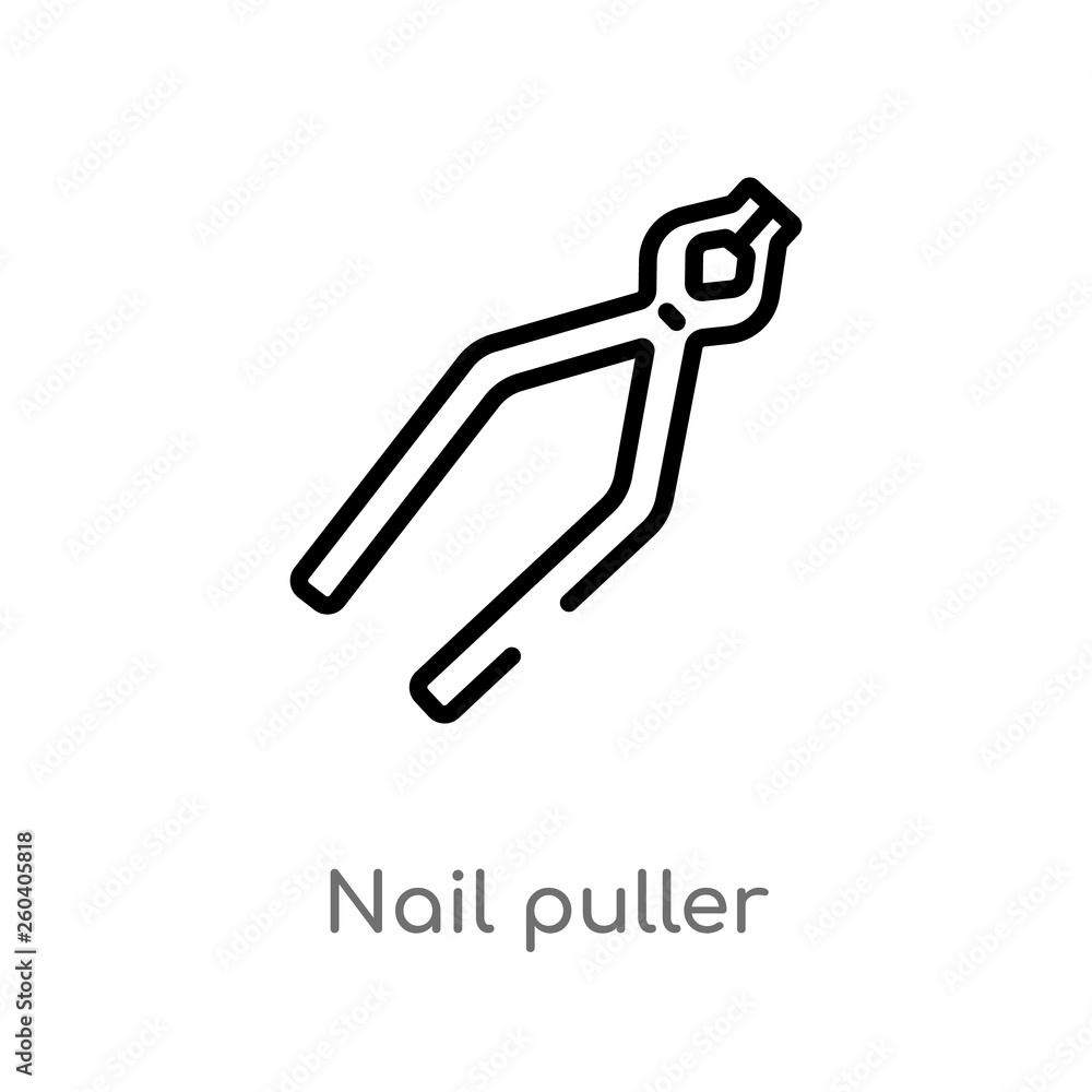 outline nail puller vector icon. isolated black simple line element illustration from general concept. editable vector stroke nail puller icon on white background